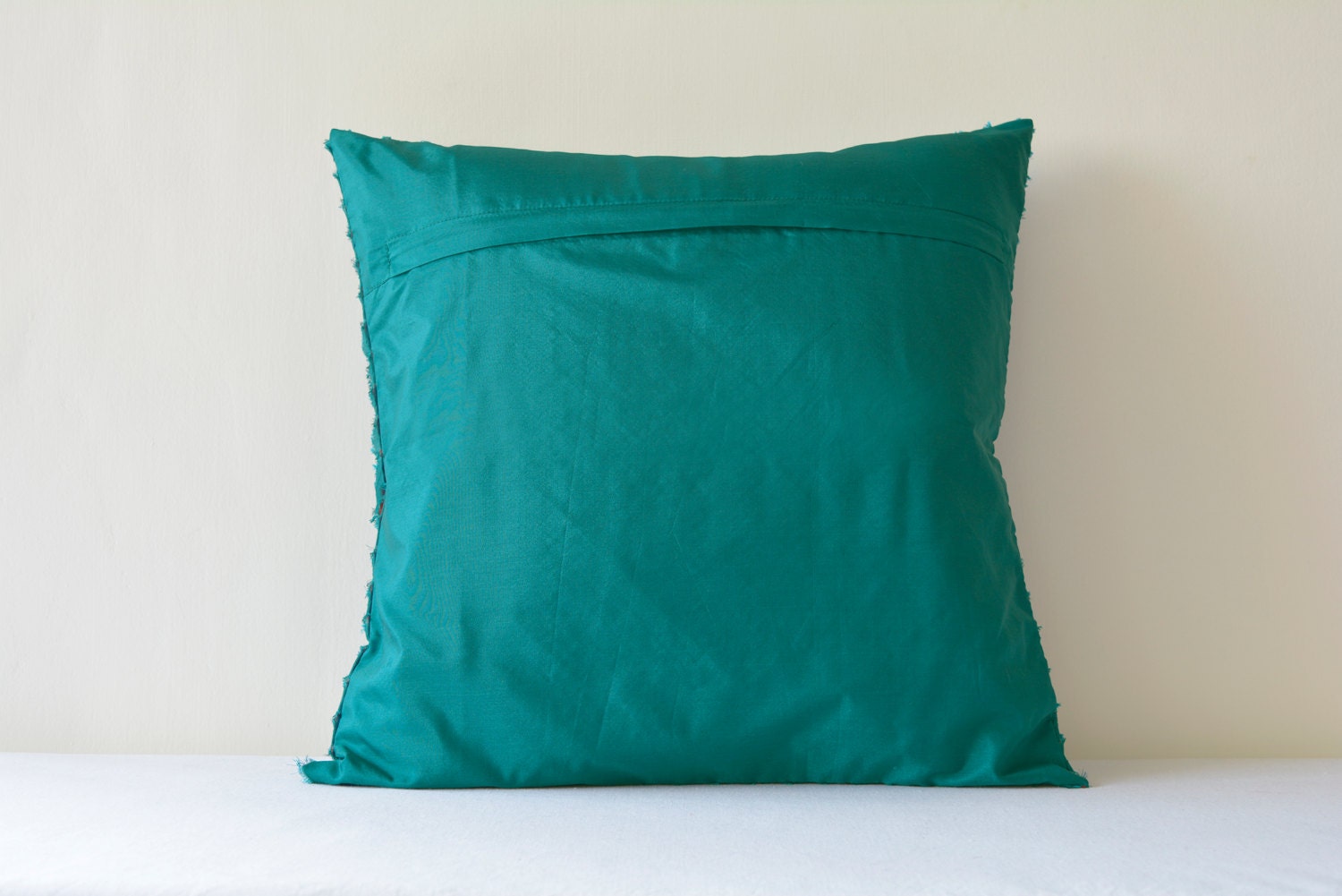 Teal & Orange Frayed 2 Layer Faux Silk Cushion Cover Teal Etsy