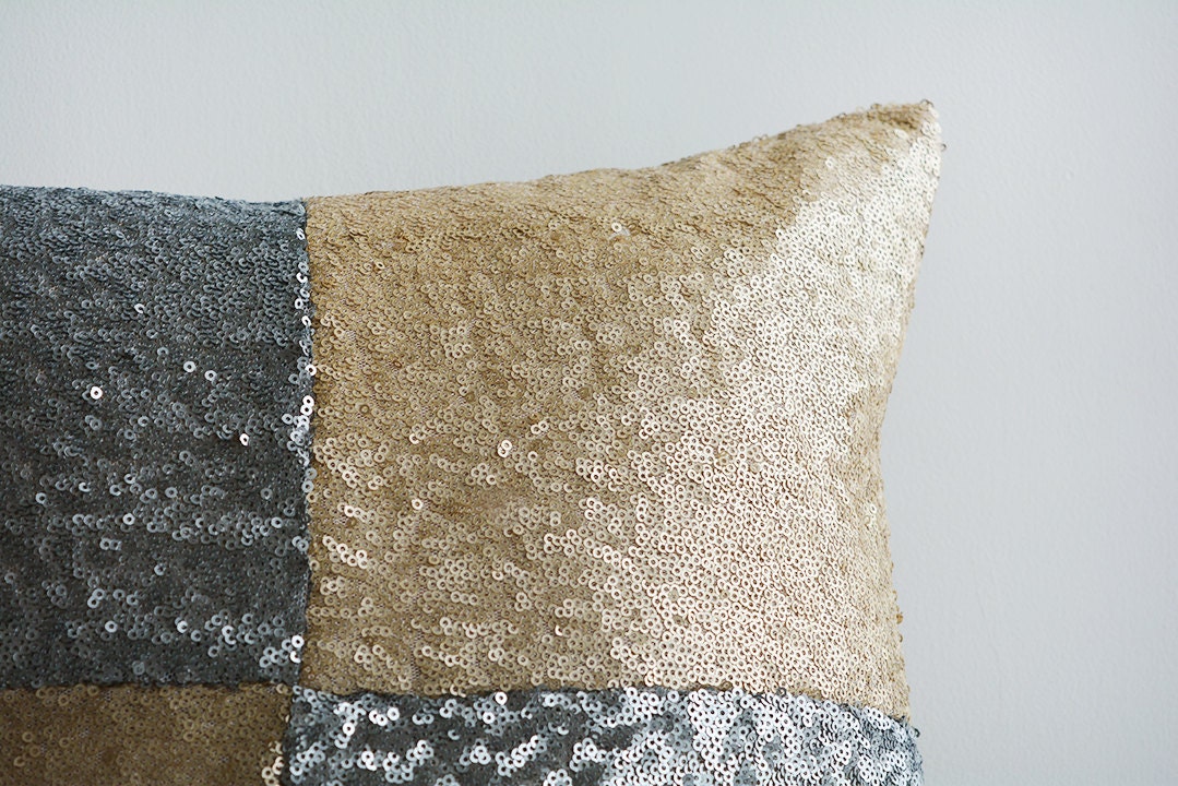 Gold and Silver Metallic Sequin Pillow Cover Holiday Decor | Etsy