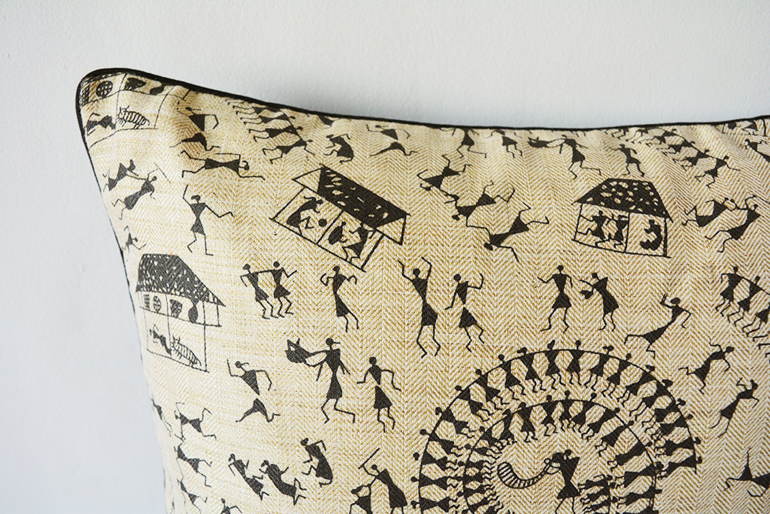 Black and Natural Warli Print Pillow Cover Printed Cushion Etsy