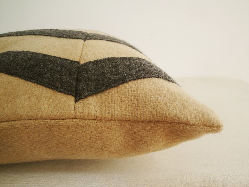 Chevron Applique Felt Cushion Cover in Beige and Grey Etsy