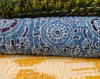 Printed Kantha Bed Spread , Kantha Bedcover , Indian Printed Bed Spread ,