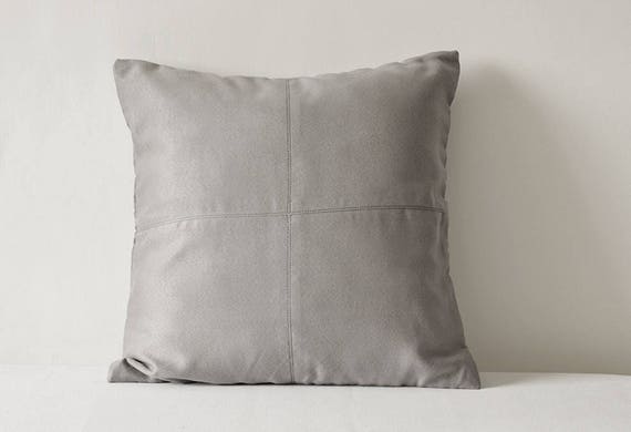 Light Grey Faux Suede Pillow Cover With Stitch Detail Grey Etsy