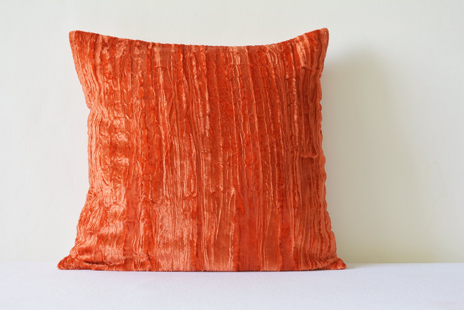 Burnt Orange Crushed Velvet Pillow Orange Velvet Cushion Etsy