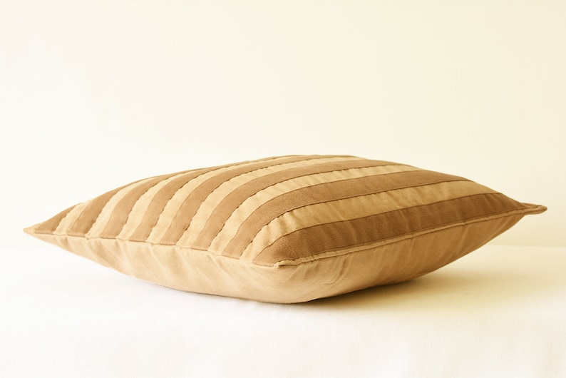 Striped Brown Faux Suede Pillow Cover Applique' Striped Etsy