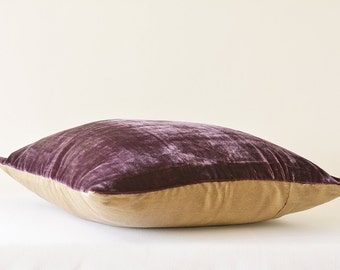 Fodera per cuscino in velluto color melanzana scuro, decorazione di lusso