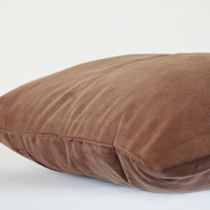 Coffee Brown Faux Suede Pillow Cover with Stitch Detail , Brown Decorative Pillow , Brown Throw Pillow , Suede Cushion Cover, Housewares image 1