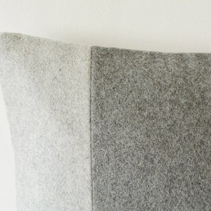 Light & Dark Grey Patchwork Colour Blocked Felt Cushion Cover , Grey Felt Decorative Pillow , Grey Felt Cushion Cover , Accent Throw Pillow image 2