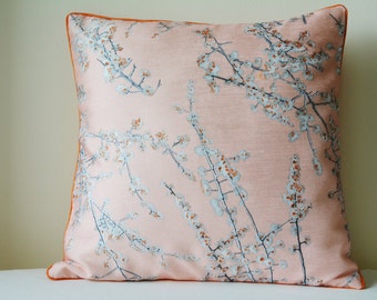 Beautiful Vintage Pink Floral Print Pillow Cover , Pale Pink Floral Cushion Cover , Pink Floral Decorative Pillow ,  Spring Cushion Cover