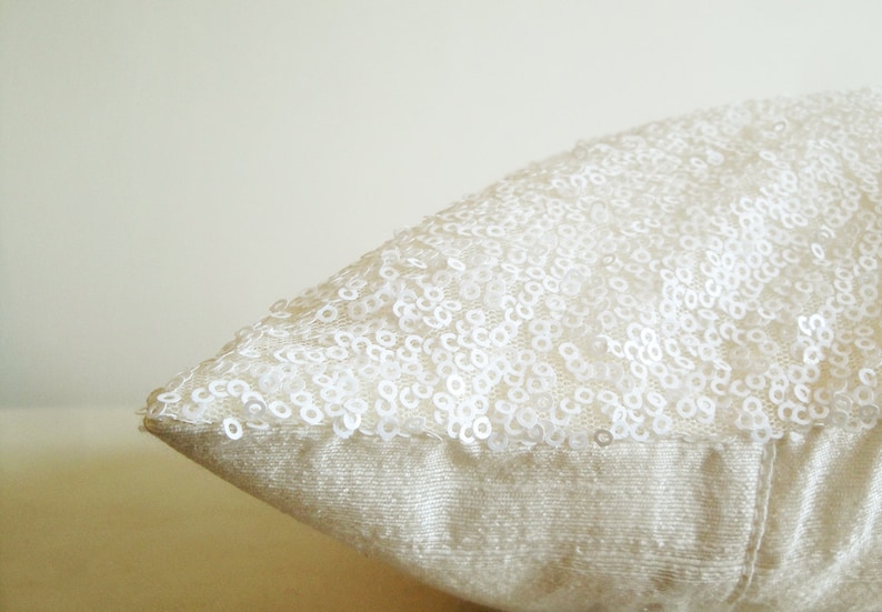 White Sequin Pillow Cover Holiday Decor Throw Pillow Etsy Australia