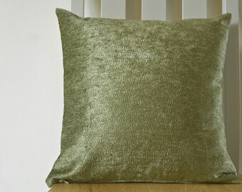 Reversible Velvet Pillow Cover in Olive Green & Ivory, Rich Velvet Cushion covers in Olive and Ivory, Luxury Olive Green and Ivory Cushion