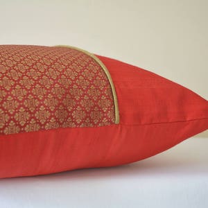 Beautiful Rich Red and Gold Brocade Silk Pillow Cover , Red Brocade Cushion Cover , Red Decor Pillow Cover , Bright Red Christmas Pillow image 7