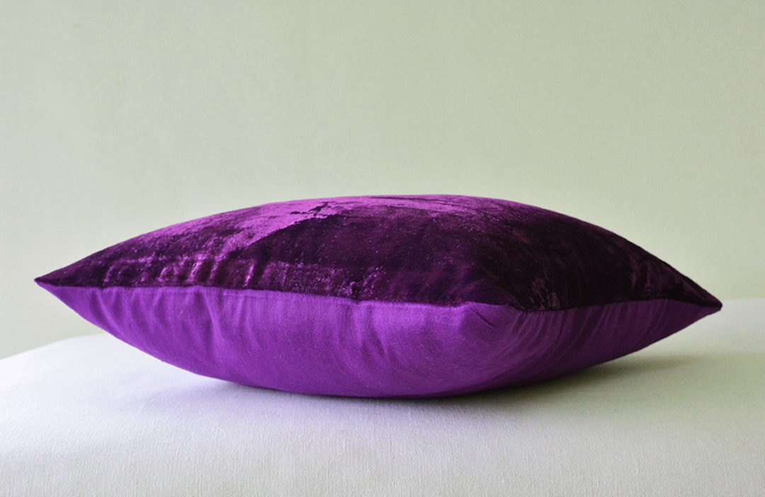 Rich Purple Velvet Pillow Cover , Deep Purple Velvet Cushion Cover