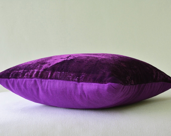 Rich Purple Velvet Pillow Cover Deep Purple Velvet Cushion Etsy