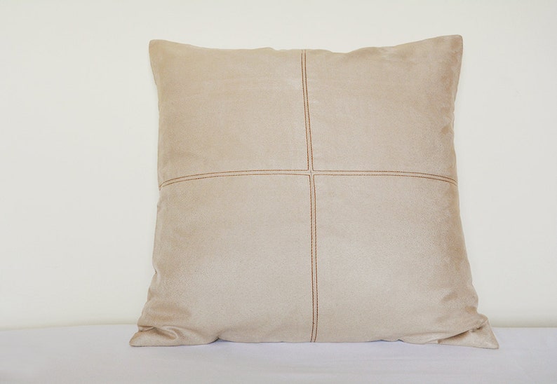 Light Beige Faux Suede Pillow Cover with Stitch Detail Beige Etsy