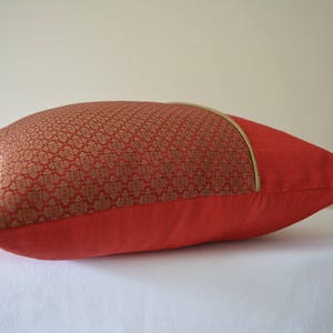 Beautiful Rich Red and Gold Brocade Silk Pillow Cover , Red Brocade Cushion Cover , Red Decor Pillow Cover , Bright Red Christmas Pillow image 8