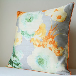 Beautiful Spring summer Grey Floral Pillow Cover , Rose Print Floral Cushion Cover ,  Grey Floral Decorative Pillow ,  Spring Cushion Cover