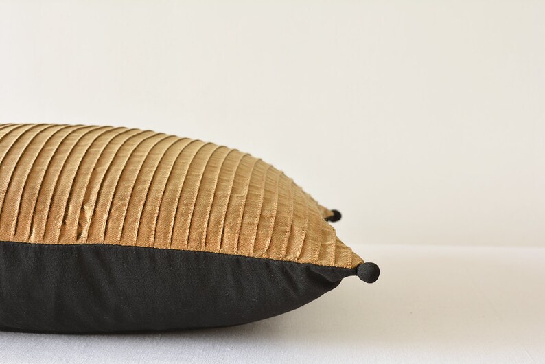 Metallic Gold Cushion Cover with Pin Tucks Metallic Antique Etsy