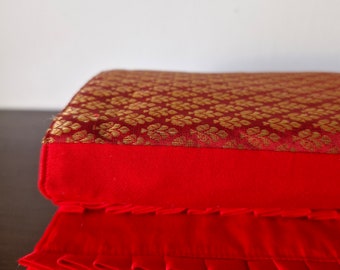 Festive Red and Gold Brocade Patchwork Table Runner , Dining and Entertaining, Lunar New Year Decor, Beautiful Red Silk Patchwork Runner