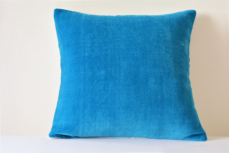 Turquoise Cotton Velvet Pillow Turq Velvet Cushion Cover Etsy