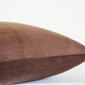 Coffee Brown Faux Suede Pillow Cover with Stitch Detail , Brown Decorative Pillow , Brown Throw Pillow , Suede Cushion Cover, Housewares image 4