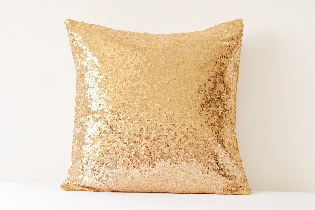 Gold Sequin Pillow Cover , Metallic Gold Cushion Cover, Holiday Decor