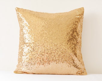 Gold Sequin Pillow Cover , Metallic Gold Cushion Cover, Holiday Decor , Sequin Throw Pillow , Gold Decor Pillow Cover , Sparkle Pillow