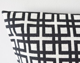 Geometric Black and White Jacquard Pillow Cover , Geometric Pattern Cushion , Black & White Pillow , Housewares , Throw Pillow