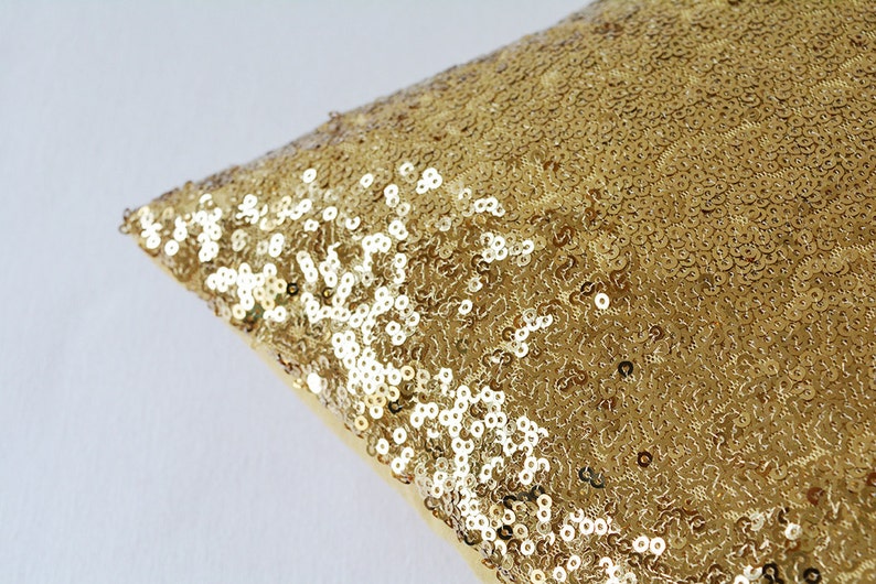 Antique Gold Pillow Cover , Dull Gold Cushion Cover, Holiday Decor , Sequin Throw Pillow , Gold Decorative Pillow Cover , Sparkle Pillow image 4