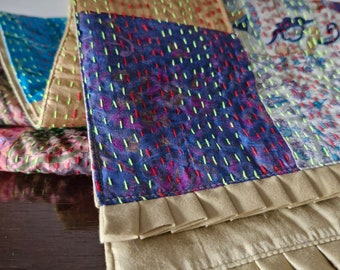 Bright Table Runner , Multi Color Vintage Sari Kantha Patchwork Table Runner , Dining and Entertaining, Kitchen and Housewares