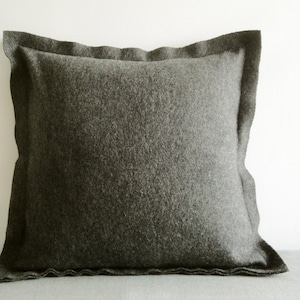 Dark Grey Felt Cushion Cover, Decorative Pillow, Accent Throw Pillow , Felt Pillow with Flange