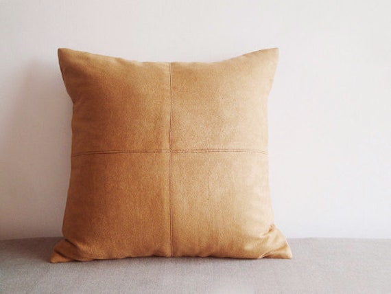 Camel Color Faux Suede Pillow Cover Tan Color Faux Suede Pillow Cover with