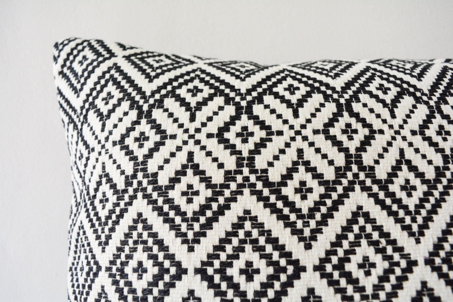 Black and White Kilim Pattern Jacquard Pillow Cover Kilim Etsy
