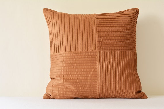 Beautiful Tan Faux Suede Textured Pillow Cover Pin Tucks Etsy