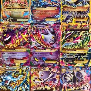 Mega Evolution XY Pokémon Proxy Set – Mega Charizard Ex, Mega Mewtwo Ex, Mega Gengar Ex, Rayquaza Ex – Custom Holo Cards