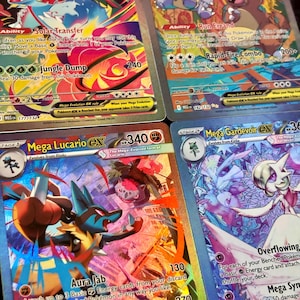 Mega Evolution Ex Pack - Lucario, Gardevoir, Venusaur, Kangaskhan | Teksturowana holograficzna karta proxy