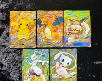 Pokemon TCG Pocket | Klasyczny zestaw kart Kanto Ex – Charizard Ex, Pikachu Ex, Mew Ex, Mewtwo Ex, Eevee Bag – Teksturowane, błyszczące karty holograficzne
