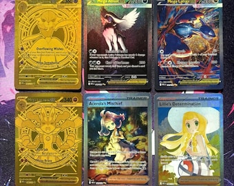 Pokemon Proxy | Lucario i Gardevoir Mega EX złoty pakiet | Pełny zestaw grafik | Niestandardowe błyszczące karty holograficzne