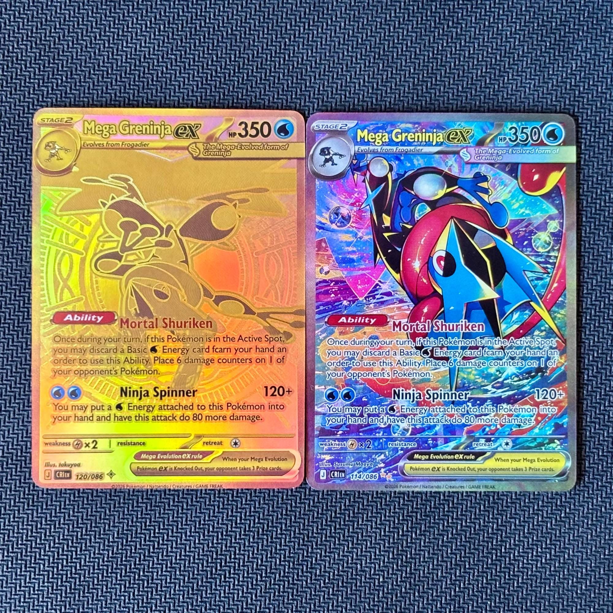 Mega Greninja Ex Proxy Pack | SIR + Gold | 2 Cards | Chaos Rising