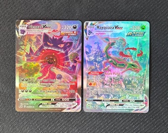 Gengar VMAX Rayquaza VMAX Proxy Card Set – Textured Holo Display Collectible