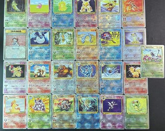 Zestaw Holo Proxy Pokémon Legendary Collection – zestaw 25 kart – odwrócony hologram w stylu vintage – niestandardowe karty stworzone przez fanów