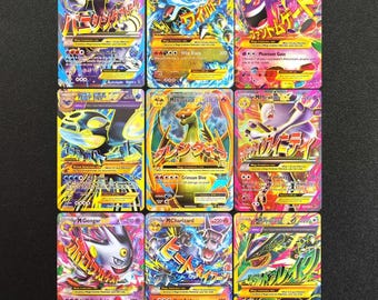 Zestaw Mega Evolution XY Pokémon Proxy – Mega Charizard Ex, Mega Mewtwo Ex, Mega Gengar Ex, Rayquaza Ex – Niestandardowe karty holograficzne
