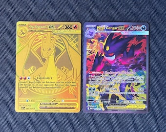 Gold Mega Gengar EX & Charizard Y EX Proxy Karten - Strukturiertes holografisches Display