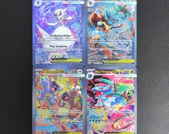 Proxy Pokemon | Mega Evolution Ex Pack - Lucario, Gardevoir, Venusaur, Kangaskhan | Teksturowana holograficzna niestandardowa rzadka karta