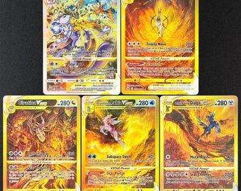 Pokemon Proxy | Legendarny zestaw VSTAR Mewtwo, Arceus, Giratina, Palkia, Dialga | Niestandardowe błyszczące karty holograficzne