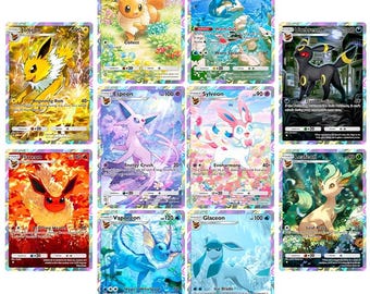 Zestaw kart Pokemon Pocket | Eevee Evolutions – Umbreon Sylveon Leafeon Flareon i inni – Pakiet holograficzny z grawerunkiem proxy – Kolekcjonerzy gier