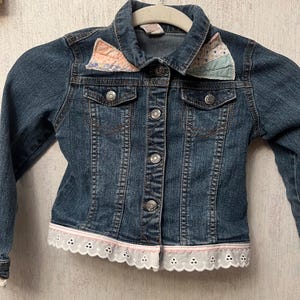 Girls Upcycled Jean Jacket - size L / 6
