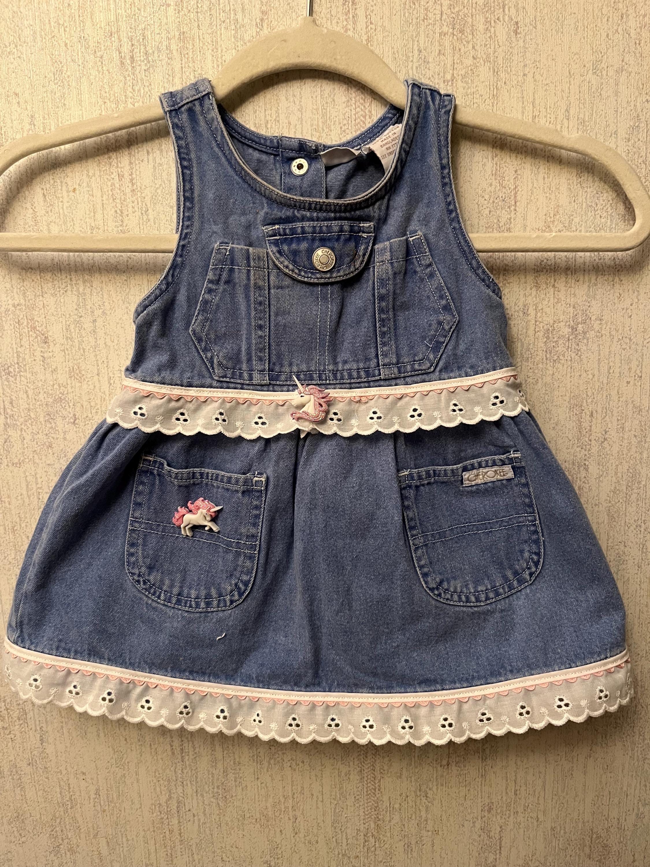 Little Girls Cherokee 12M Upcycled Denim Dress