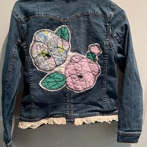 Girls upcycled denim jacket - size XL / 18