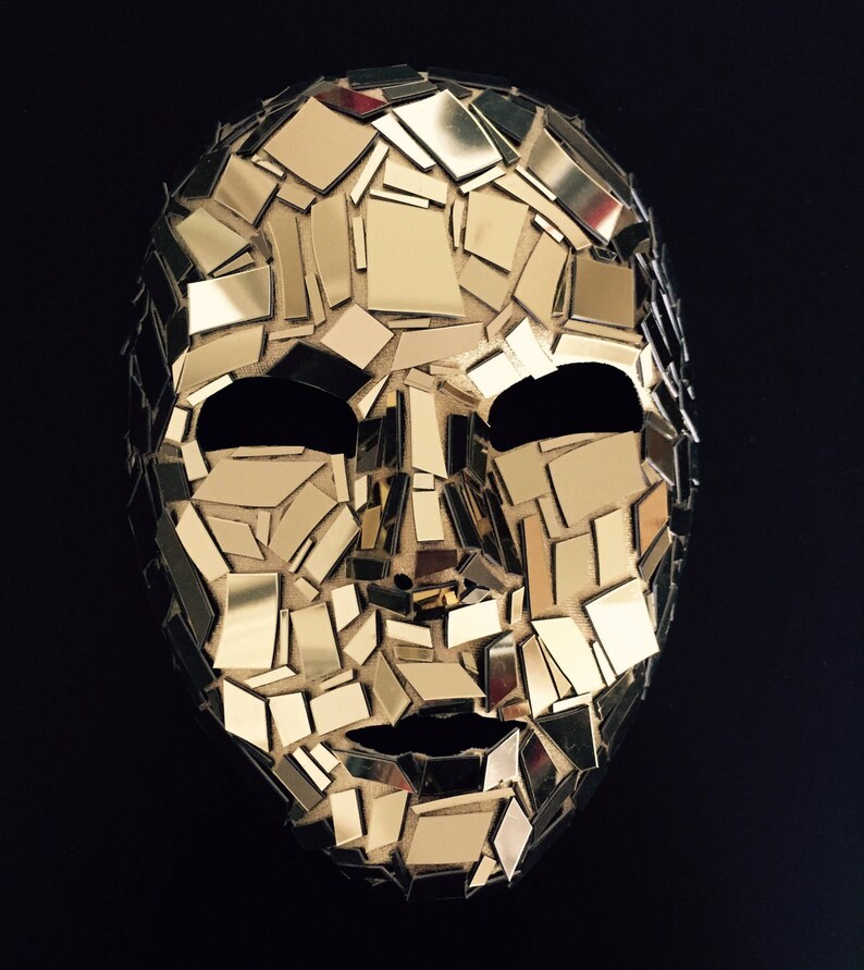 Shattered Gold Mirror Mask Full Face Etsy