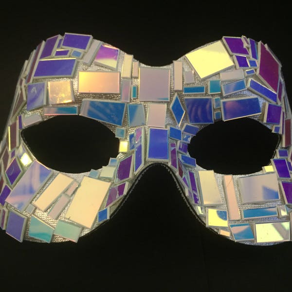 Shattered Iridescent Curve Festival Mirror Mask